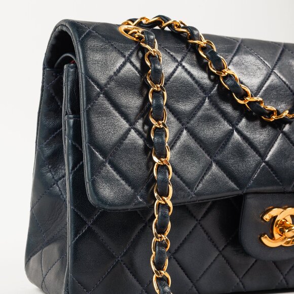 Chanel Navy Lambskin Leather Classic Medium Double Flap Shoulder Bag - Picture 8 of 16